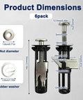 Product dimensions for Six Pack Heavy Duty Toilet Seat Replacement Bolt Kit Featuring Rock Solid 304 Stainless Steel Fasteners.