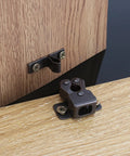 Double Roller Catch Cabinet Door Latch For Home And Campers, Cupboard Hardware, Solid Iron Finish With Gentle Close installed on wood door