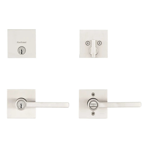 Halifax Keyed Entry Lever And Single Cylinder Deadbolt Combo With SmartKey Security in Satin Nickel for Exterior Doors