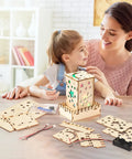 Mother and daughter assembling a star nightlight from Five In One Wooden STEM Kits For Kids With Amusement Park Theme