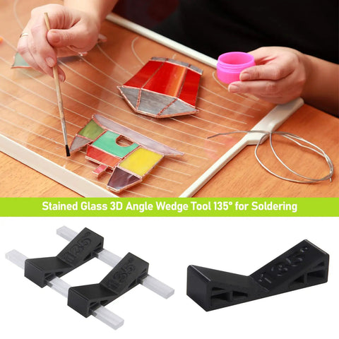 Pretty Slick Stained Glass Soldering Angle Wedge Jig Tool Straight Up 3D Printed PETG Fixation Bracket for Crafters with glass projects.