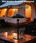 Infrared 1500W Patio Heater For Indoor Outdoor Use With Tabletop Switch IP55 Waterproof on outdoor table in rain