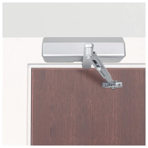 9000 Series Grade 1 Beefy Door Closer Multi Mount With Adjustable Power Spring Size 1 To 6 ADA Compliant UL Listed on wooden door