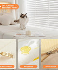 Custom Window Seat Cushions For Indoor Use Circle Fleece Bay Window Cushion Waterproof Non Slip Bench Cushions For Indoor Furniture Scratch Resistant Anti Cat Scratch Cozy Home Decor Flexible Shape Or Thickness shown with cat and fabric features