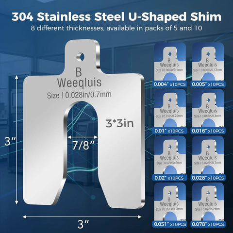 Pro Grade Stainless Steel Slotted Shim Kit With 3X3 Inch Metal Sheets And Hella Precise Thicknesses for precise machine setup