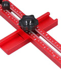 4 In 1 Router Jig Kit For Pro Woodworking Circle Cutting Guide Edge Trimmer Center Finder And Round Block Cutter With Built To Last Heavy Duty Aluminum Alloy Base 445mm Length For Cabinets And Furniture Making red aluminum jig with scale and knob