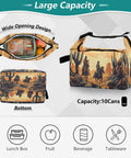 Cowboy Theme Insulated Lunch Bag For Women And Men, Large 9.4 Inch By 6.7 Inch By 9.8 Inch Lunch Tote, open view, wide opening