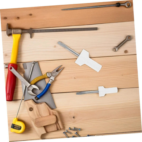 Flat Head Screwdrivers Duo Pack For Sewing Machines Precision Mini Tools displayed on a wooden board among other tools