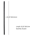Beefy 32 And A Quarter Inch Heavy Duty Flat Straight Iron Deck Baluster in Matte Black for Wood and Composite Railings, 25 Pack