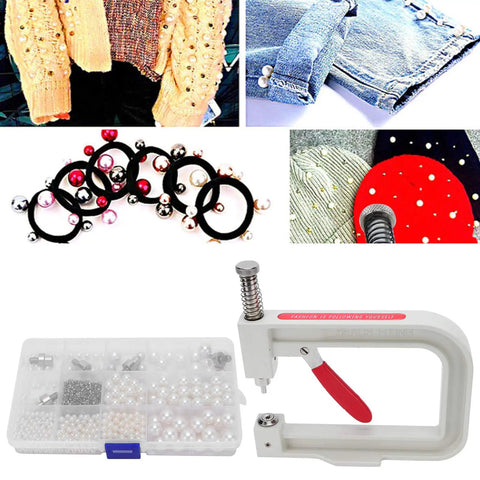 Top-Notch Hand Press Pearl Setting Machine For Crafting with various pearl sizes, compact design for jewelry making.