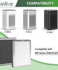4-Pack Replacement Filter For MA Series Air Purifiers 25W 25B 25S, 3 In 1 Activated Carbon Filter For Wildfire Smoke Odors Pollen Dust