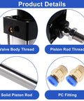 Aluminum Pneumatic Cylinder 50mm Bore 50mm Stroke With Four Quick Fittings PT1/4 Port components overview