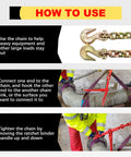 Instructions for using Heavy Duty Chain Binder Grade 70 Ratchet Load Binder For Five Sixteenths To Three Eighths Inch Chains