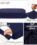 8 Pack Patio Cushion Covers Stretch Fit for Outdoor Cushions Navy Waterproof; features, high stretch, elastic cord, soft fabric.