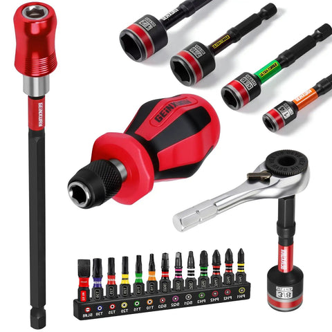 21 Piece Portable Tool Kit With Mini Ratchet Wrench, S2 Steel Screwdriver Bits, Mini Handle, Magnetic Locking Bit Holder, Nut Driver Set