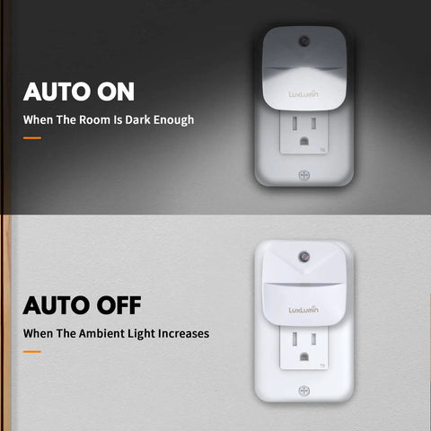 LED Night Light Plug In Wall With Smart Dusk To Dawn Sensor Auto On Auto Off Kid Friendly Bedroom Bathroom Stairs White