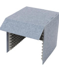 Desktop Acoustic Booth Foldable Three Sided Recording Isolation Shield With High Density Sound Absorbing Foam, gray color, portable design.
