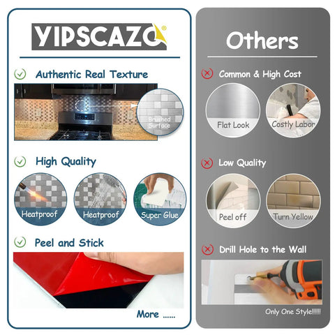 Comparison of Peel And Stick Stainless Steel Backsplash Tiles For Kitchen Walls 12x12 Inches 10 Sheets Easy Install Rent Friendly