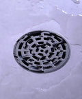 Four And A Quarter Inch Round Shower Drain In Matte Black Stainless Steel With Included Drain Flange Kit For High Flow Bathroom Drain