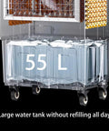 Portable Evaporative Air Cooler With Dual Water Tank And Three Fan Speeds For Bedroom And Home Office featuring a 55L large water tank.