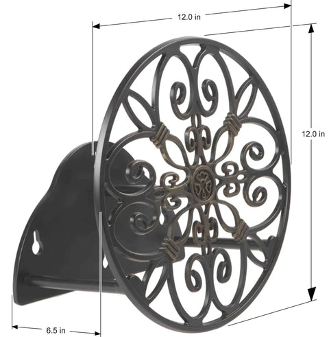 Wall Mounted Garden Hose Holder Holds 125 Feet Of Five Eighth Inch Hose In All Cast Aluminum Construction That Resists Rust