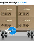 Beefy Industrial Caster Set Of 4 With Rubber On Cast Iron Wheels Up To 4400 Lb Capacity on platform with boxes