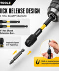 All In One 14 Piece Impact Socket Adapter Kit With Quick Release Magnetic Drill Bit Extensions, 1/4 Hex Shank Bar