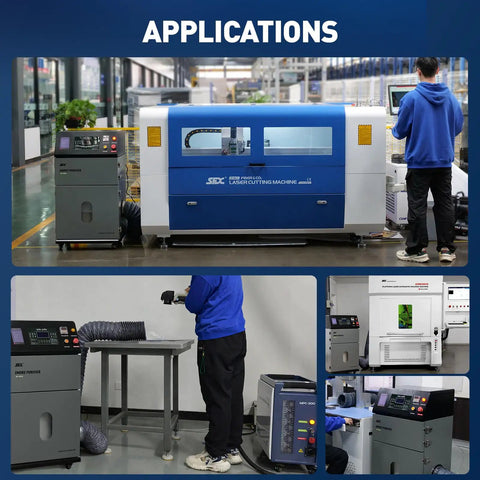 Heavy Duty Laser Fume Extractor With Multi Stage Filtration And Powerful Airflow designed for welding, shown in a workshop setting.