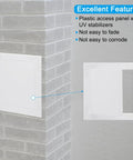 Straight Up Heavy Duty Self Adhesive Access Panel For Drywall Pipes And Electrical Wires ABS Plastic Utility Cover White mounted on a wall.
