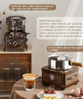 Home And Cafe Coffee Bean Roaster With Eight Heat Settings Dead Quiet Operation showing precise temperature control and cooling pot.