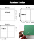 Diagram showing sandpaper sizes for 9x11 inch sheets for 60 Piece Sandpaper Set for Wood Metal Automotive and Furniture Projects Pro Grade