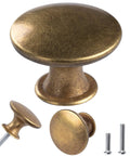 8 Pack Sweet Round Antique Brass Cabinet Knobs For Kitchen Cupboard Doors And Drawers 1.18 Inch Yellow Bronze Drawer Pulls With Screws Dresser Knobs For Bathroom And Home Zinc Alloy Hardware Easy Install