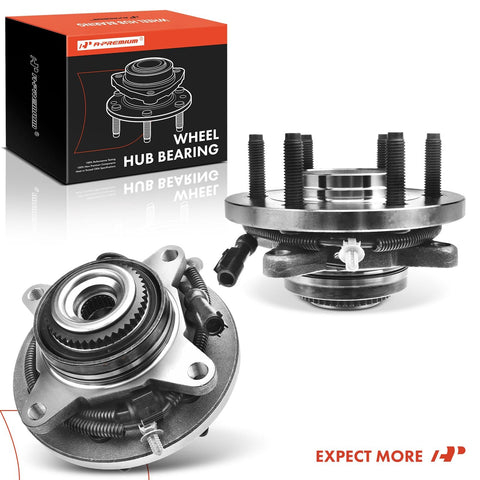 Two Front Wheel Bearing And Hub Assembly With ABS For Ford F 150 F150 2009 2010 4WD Only 6 Lug Compatible Replacement