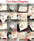Installation steps for Stainless Steel Snap Fastener Kit Twelve Point Five Millimeter Sixty Sets For Coats Bags Leather Marine Boat Canvas