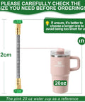1 Ft Female To Female Garden Hose Connector Heavy Duty Metal Reel Connection Hose Stainless Steel Flexible No Leak Outdoor Water Pipe Extension Adapter For Hose Reels next to pink 20 oz cup for size reference.