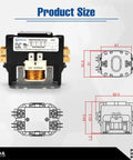 Two Pole 30 Amp 24V AC Coil HVAC Contactor with dimensions diagram for residential and light commercial use