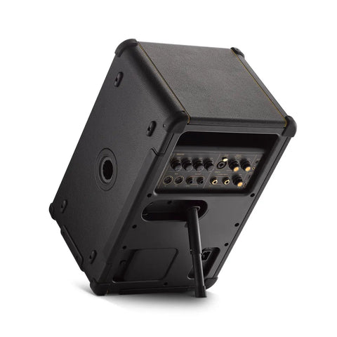 Back view of Spark Live Smart Guitar Amp with 4-Channel PA, built-in mixing, effects, and app control, showing input panel and stand.