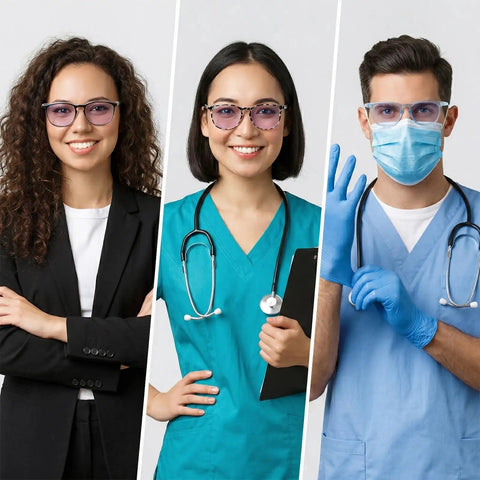 3 Pack Anti Fog Safety Glasses With Wraparound Side Shields Clear Lens Work Goggles Straight Up Trusted Eyewear For Nurses Lab Techs And Job Site Crews Snappy Protection worn by diverse professionals