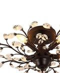 Black Crystal Branch Flush Mount Chandelier With 4 Lights, 24.5 Inch Diameter, K9 crystal branches, close to ceiling fixture