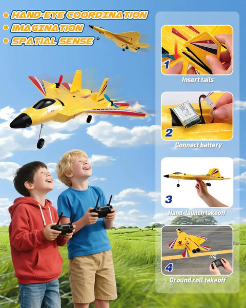 Children flying F22 RC Plane Jet For Beginners And Kids, Easy To Fly Foam Glider With Gyro Stabilization, Durable EPP Foam.