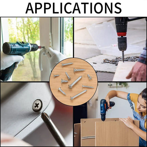 250G Self Tapping Screws Assortment Kit For Wood And Metal M3 M4 M5 applications and usage examples shown in various projects