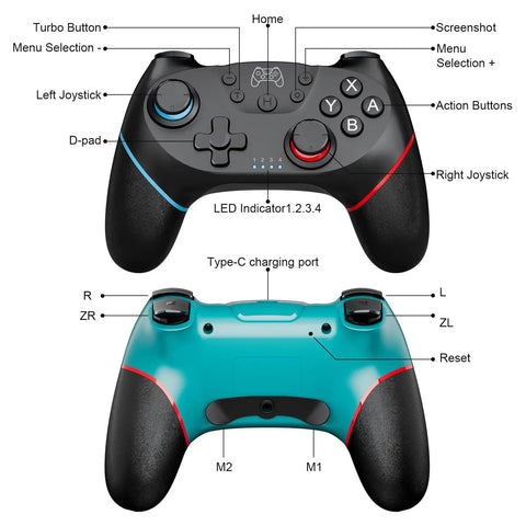 Two Pack Wireless Pro Controllers for Switch 2, Lite, and OLED with Mappable Buttons, Hall Effect, Motion Control, Turbo, Wake Up, and Vibration