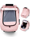 All Season Waterproof Baby Car Seat Cover With 3D Mink Dot Interior Dual Breathable Vents in pink showing front and side views