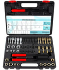 Open Workhorse 49-Piece Thread Chaser Set With UNC UNF And Metric Taps Dies And Files Color Coded Repair Kit in black case