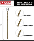 Five Piece Cobalt Drill Bit Set One Sixteenth Inch By One And Three Quarters Inch M35 With Split Point Tip For Steel Hard Metal And Cast Iron