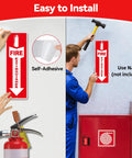 Four Pack Fire Extinguisher Signs, Self Adhesive Aluminum Safety Signs For Business, 12x4 Inches, Weather Resistant, Easy To Install
