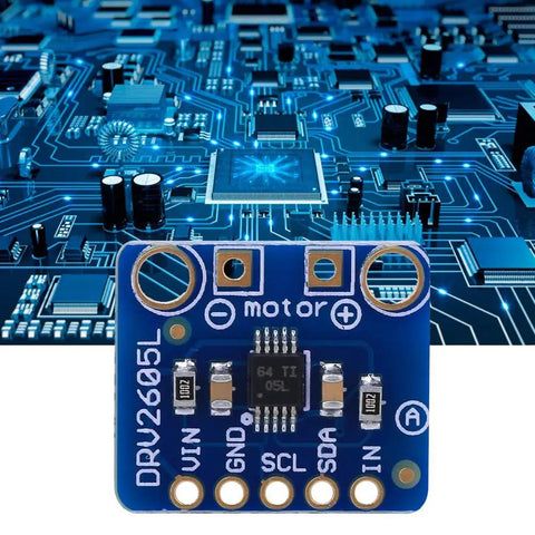 Legit Game Changer Haptic Motor Controller Module With I2C Interface And 3V 5V Input featuring blue circuit board design for VR builds.