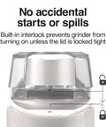 Fresh Grind Electric Coffee Grinder For Up To 12 Cups With One Touch Operation featuring interlock for safety and no accidental starts.