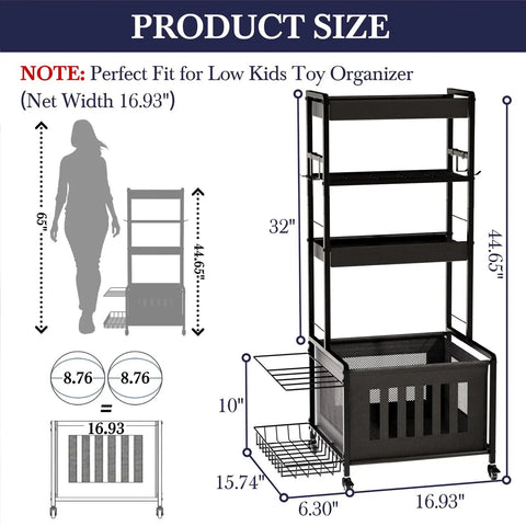 Rolling 4-Tier Sports Gear Organizer Carts With Wheels For Garage And Outdoor Use, Ball Storage Rack, product dimensions