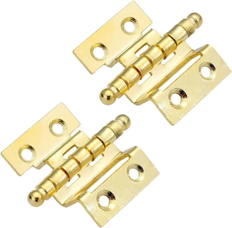 Two Pack Gold Zinc Alloy Crown Hinges With Eight Mounting Holes For Vintage Furniture Cabinets Wooden Trunks Suitcases.